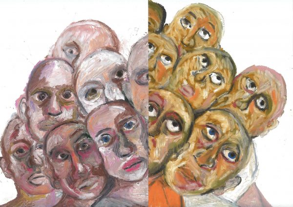 Jade van der Mark, Together But Separated 3, 2021, Oilstick on paper, 30x41cm, Janet Rady Fine Art