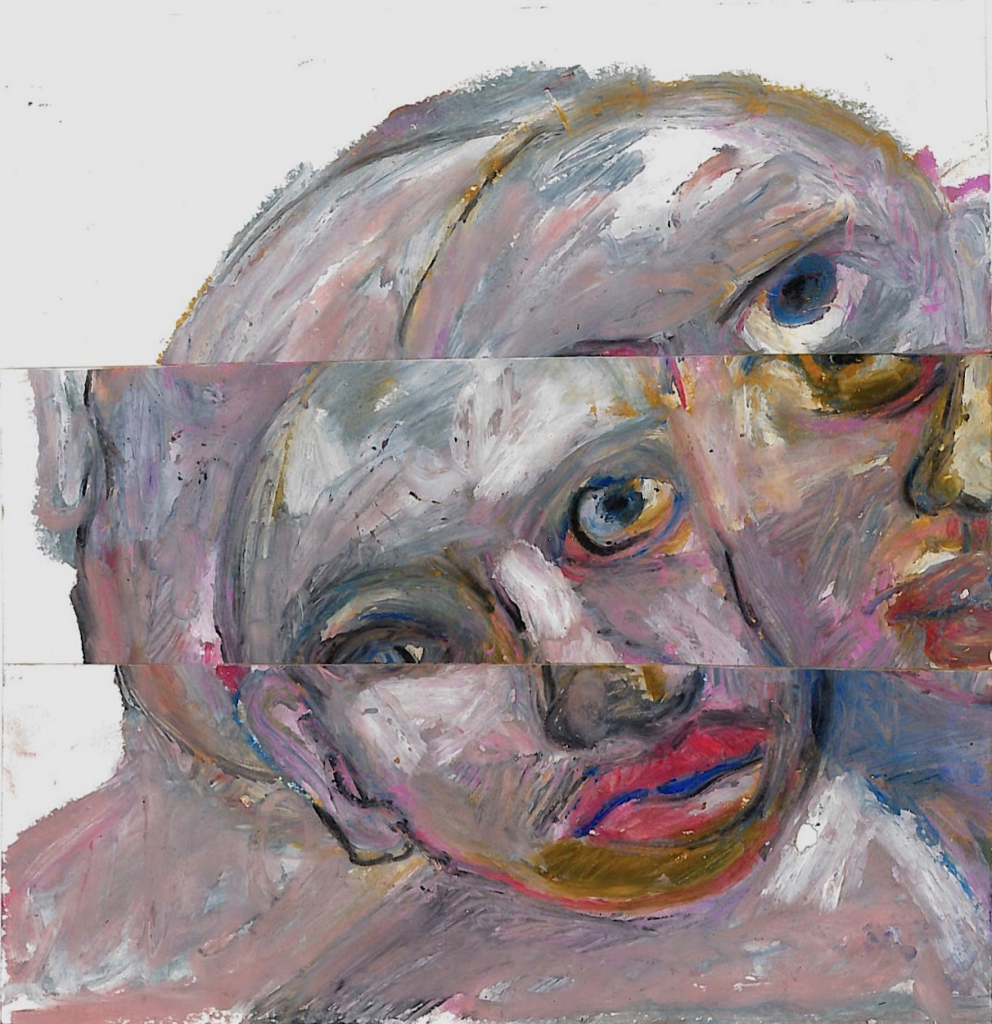 Jade van der Mark, Together But Separated 2, 2021, Oilstick on paper, 20.8x20.5cm Janet Rady Fine Art