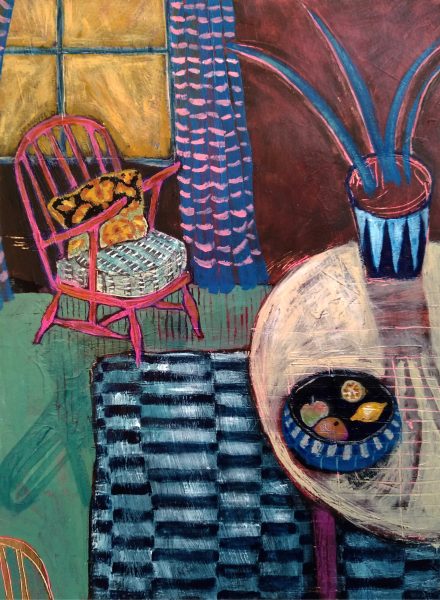 Kerry Louise Bennett, Evening Light, 2021, Acrylic on watercolour paper 26.5x36cm, Janet Rady Fine Art