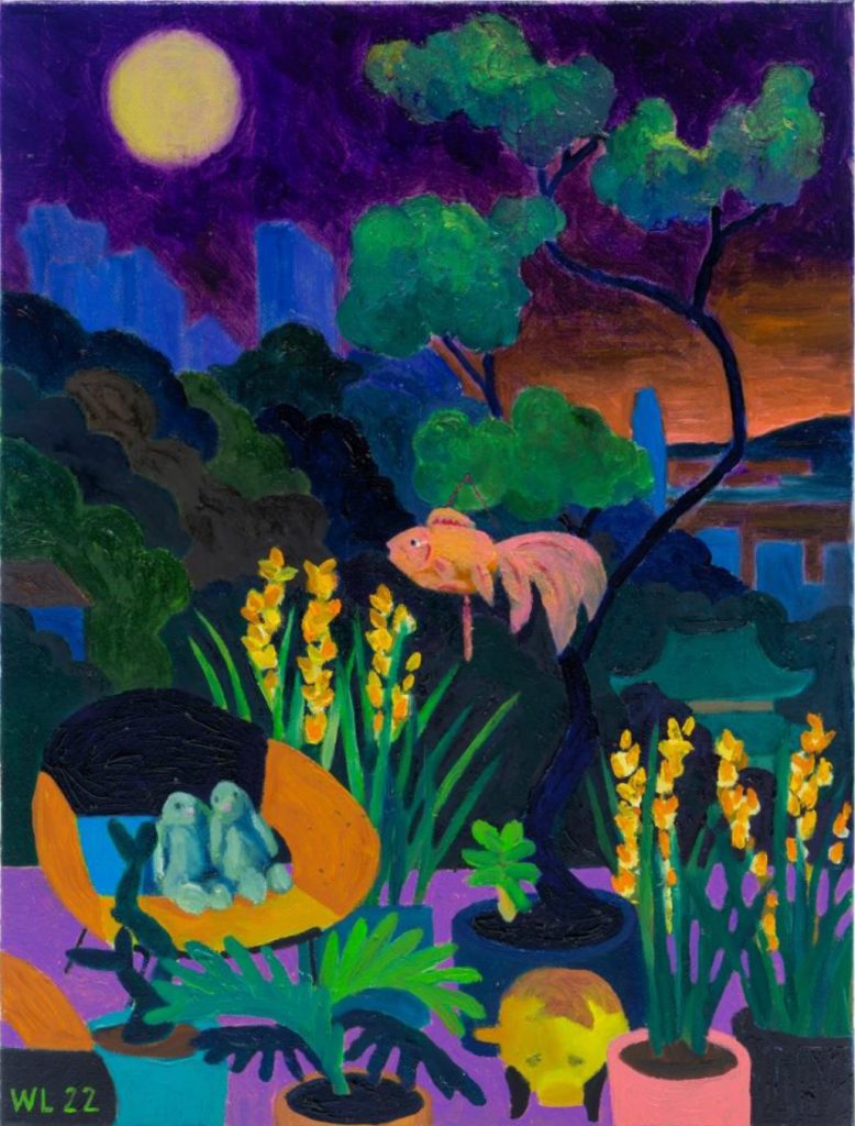 William Lim, Spring Bloom, Autumn Moon, 2022,Oil on canvas 104.1 x 77.5 cm Janet Rady Fine Art