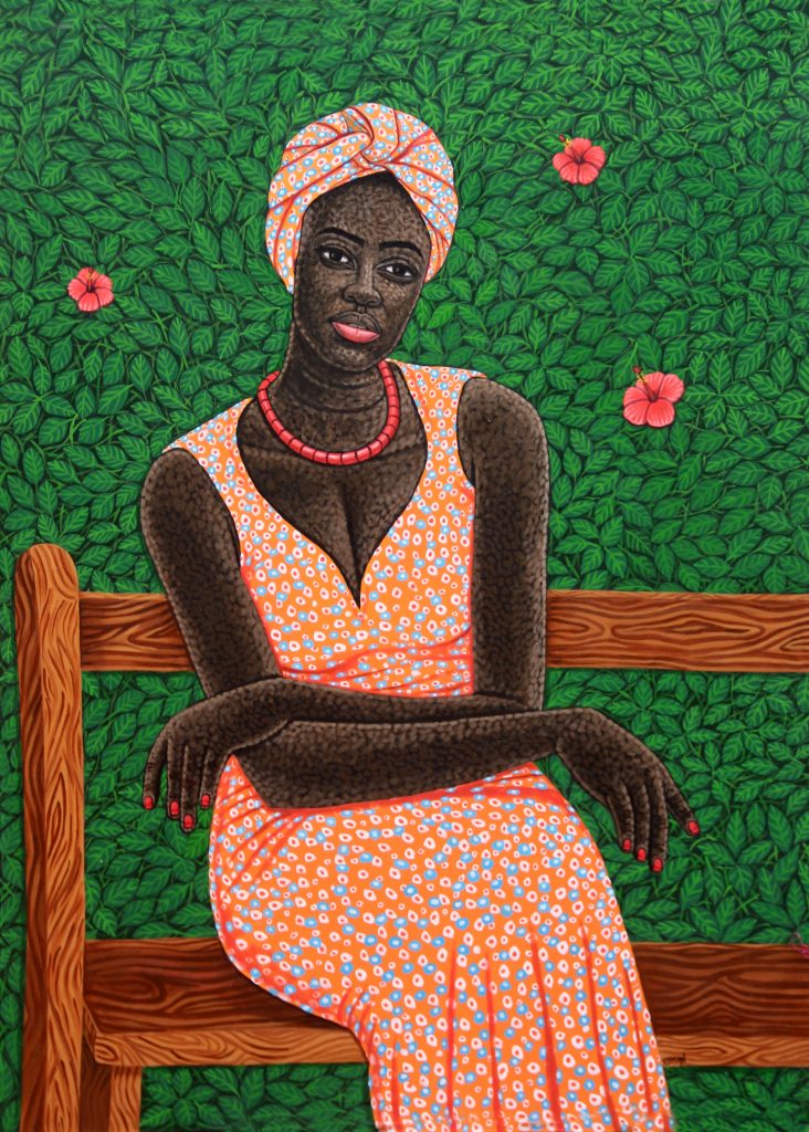 Osman Salifu, Waiting In The Tulip Garden, 2022 Janet Rady Fine Art