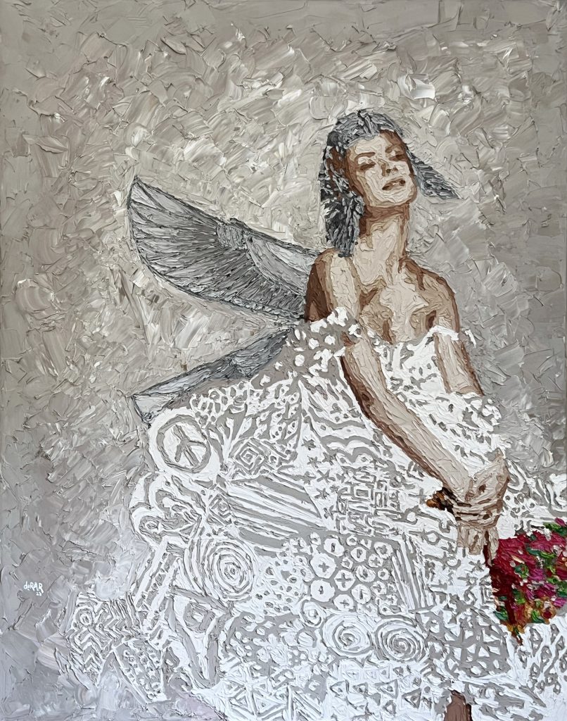 Hossam Dirar, Cleopatra With Roses, 2022, Oil on canvas, 138x110cm Janet Rady Fine Art