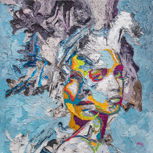 Hossam Dirar, Myself and Me 11, 2022, Oil on canvas, 120x120cm Janet Rady Fine Art