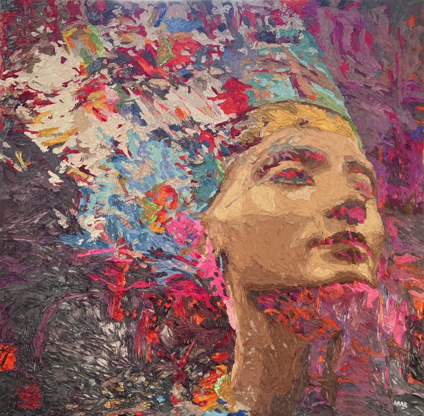 Hossam Dirar, Nefertiti, 2021, Oil on canvas, 120x120cm Janet Rady Fine Art