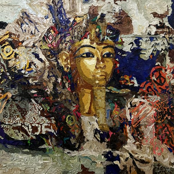 Hossam Dirar, The Golden King, 2022, Oil on canvas,120x120cm Janet Rady Fine Art