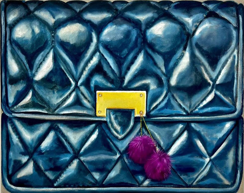 Black Padded Bag with Pompoms, 2023